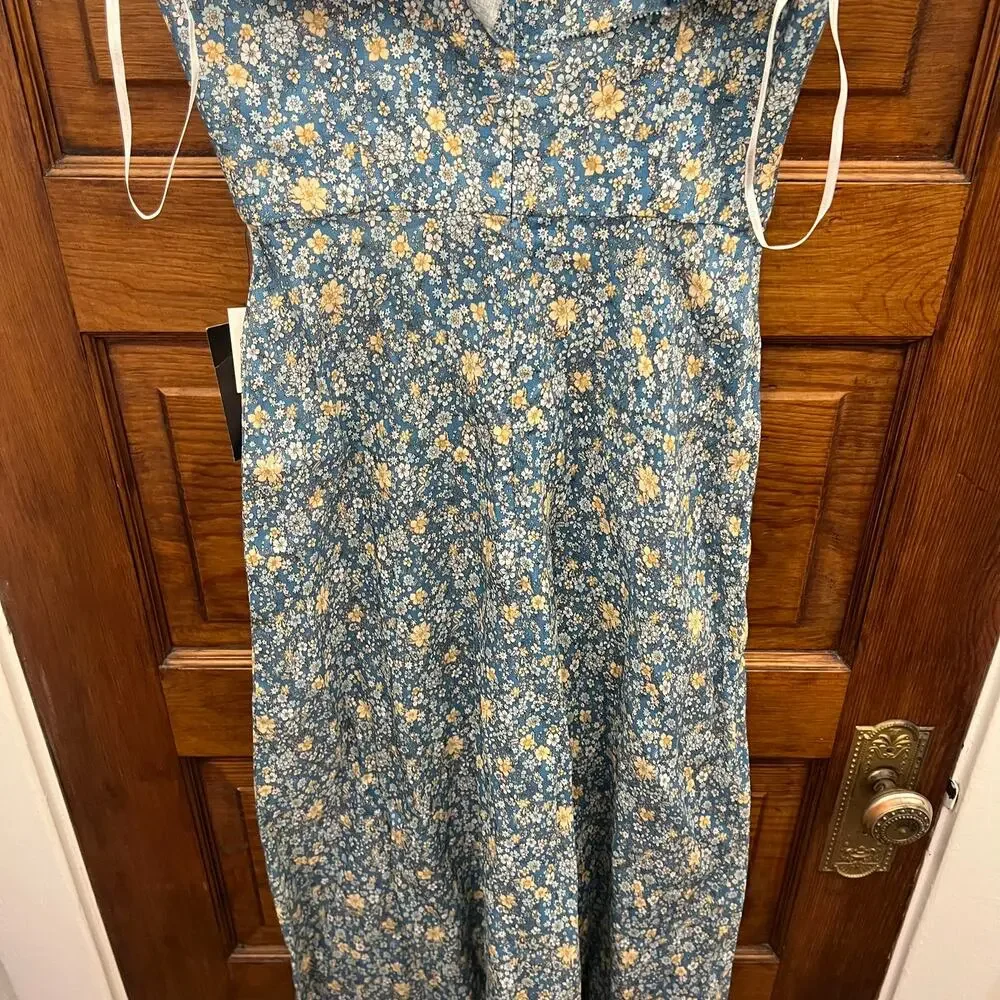 Zimmermann Carnaby Ruffle Neck Long Dress sz 4 US Indigo Blue NWT's $475 - Picture 11 of 16